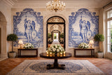 Painel de Azulejos Portugueses Figurativo — Arcanjo Barroco, Século XX - Jesus Amoretti
