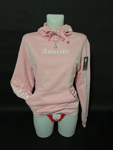 Sweatshirt Rosa Amoretti Letras Capuz