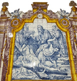 Painel Monumental de Azulejos Portugueses — Via Sacra XI, Cena Sacra em Azul e Branco - Jesus Amoretti